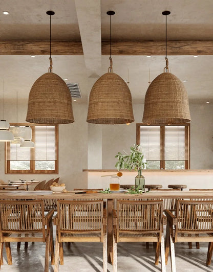 New Rattan Ceiling Chandelier Restaurant Retro Style Bar