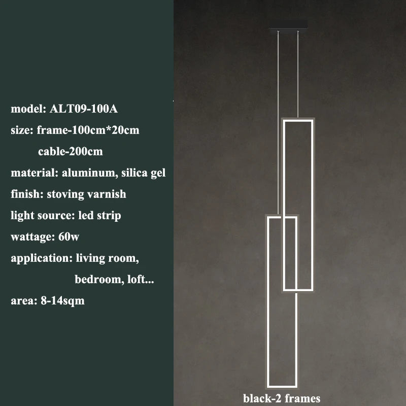 Modern Rectangle LED Pendant Light Living Room