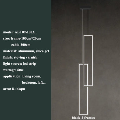 Modern Rectangle LED Pendant Light Living Room
