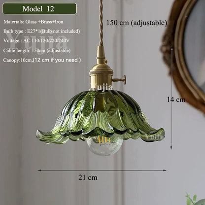Green Glass Brass Pendant