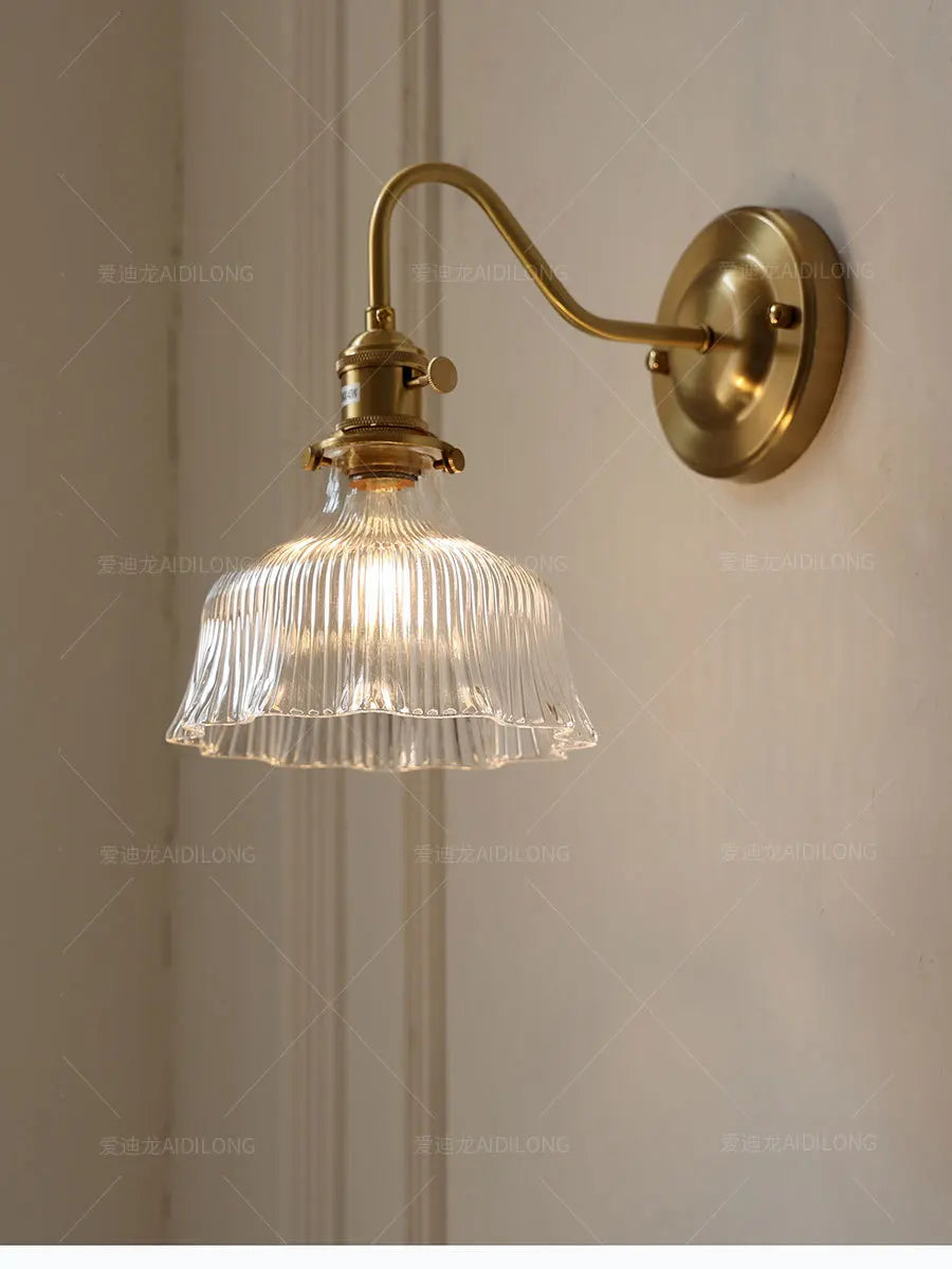 Nordic Brass & Glass Wall Sconce Elegance