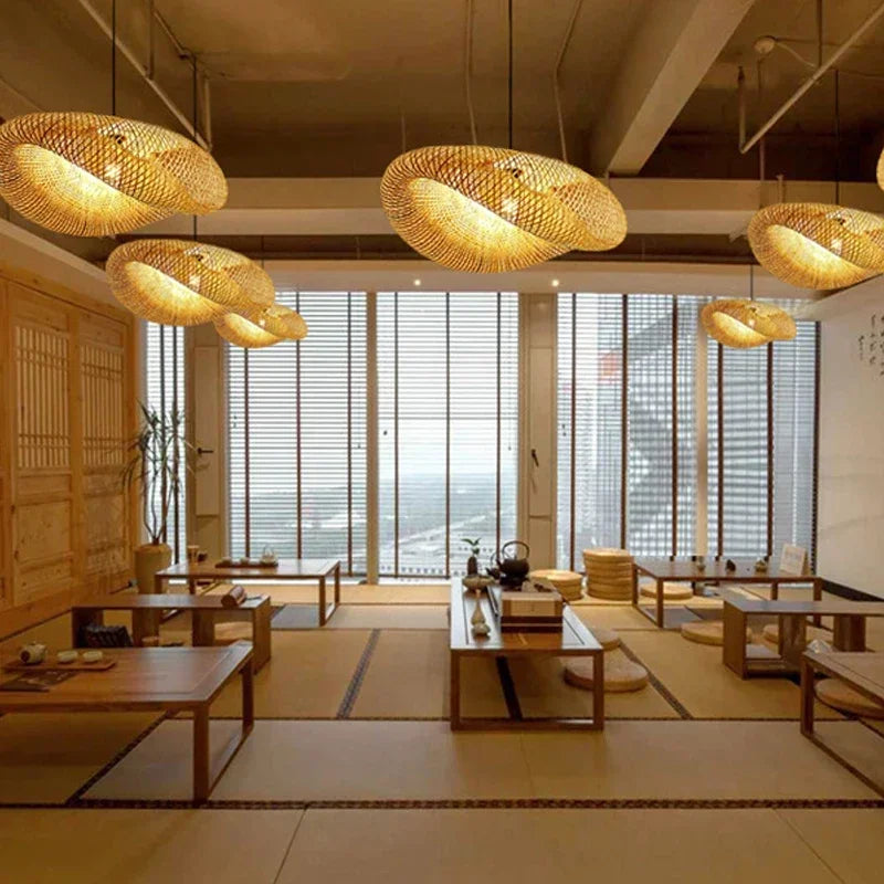 Large Woven Bamboo Pendant