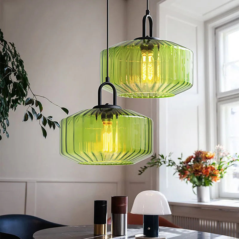 WADBTY Retro Color Glass Pendant Light