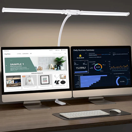 FlexiGlow LED Clamp Desk Lamp - 3 Modes & Dimmable