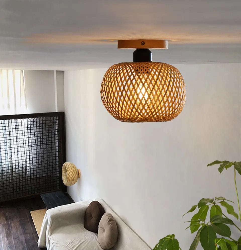Woven Bamboo Ceiling Light