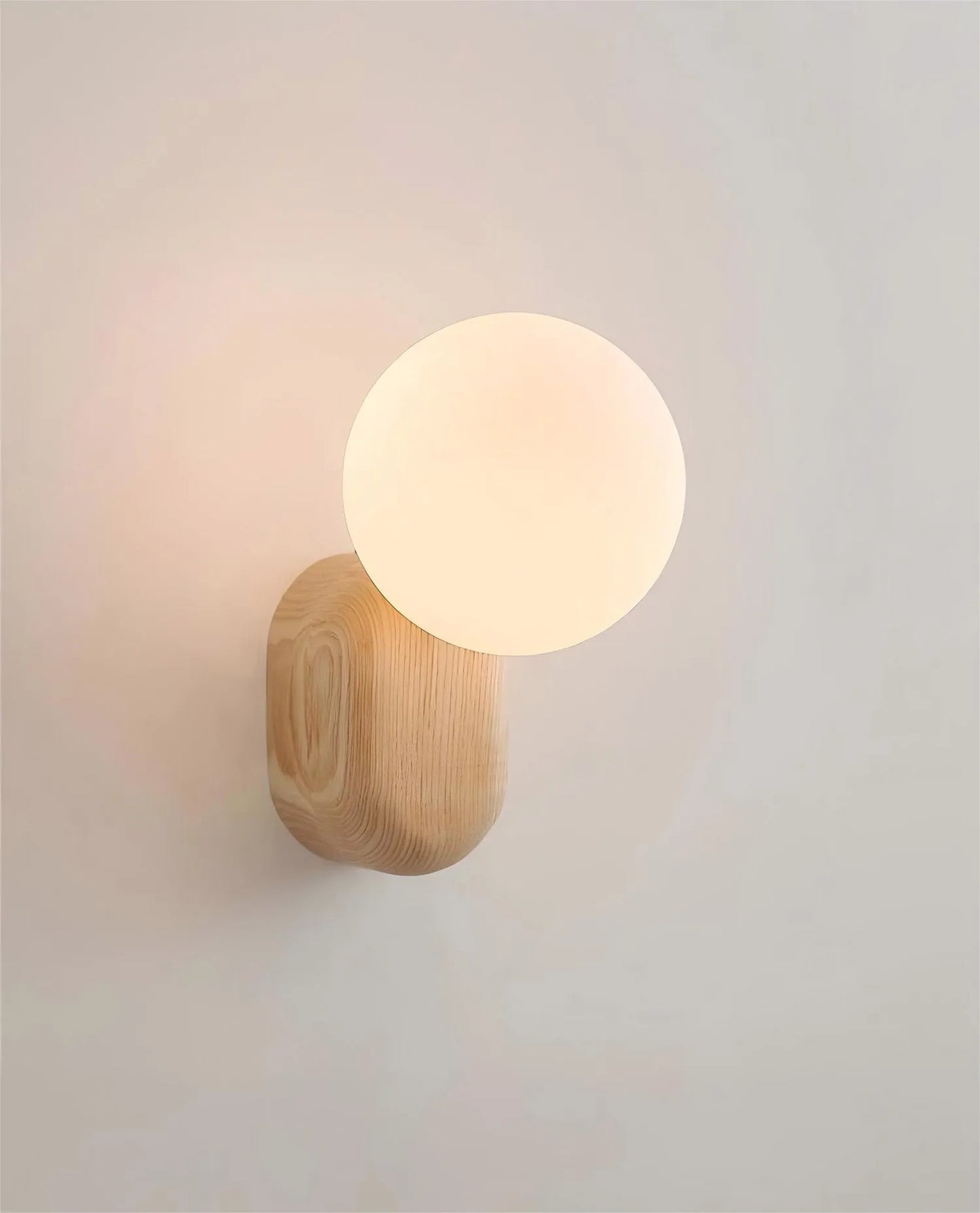 SphereGlow: Walnut Wabi-Sabi Wall Sconce Light