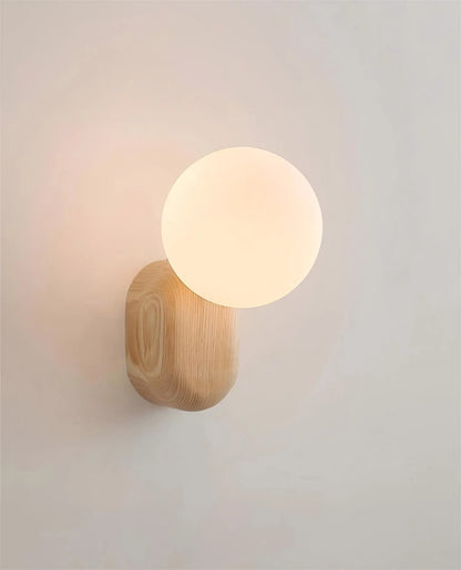 SphereGlow: Walnut Wabi-Sabi Wall Sconce Light