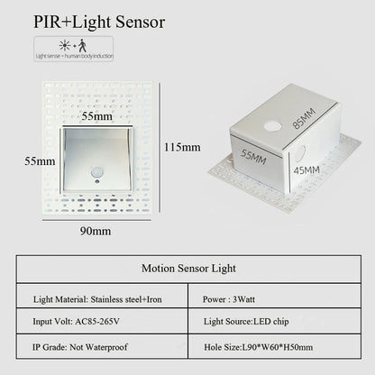 Frameless LED Stair Lamps with Motion Sensor