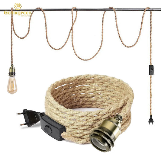 Twisted Hemp Rope Industrial Metal Lamp