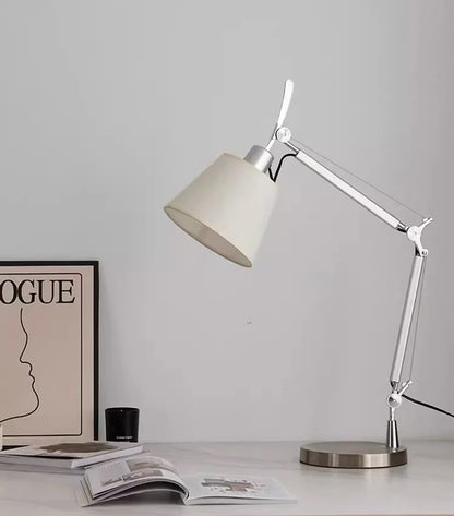 Elegant White Shade Table Lamp - Versatile Silver Design