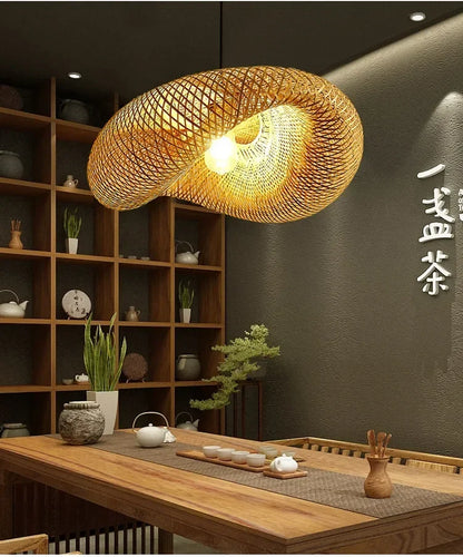 Large Woven Bamboo Pendant