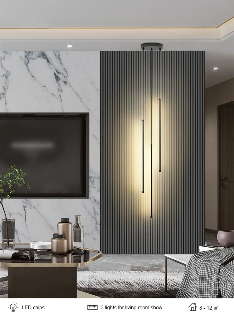 Modern Straight LED Chandelier Hanging Light Fixtures
