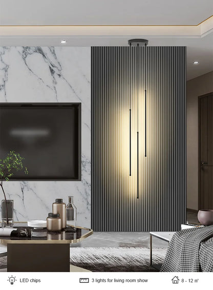 Modern Straight LED Chandelier Hanging Light Fixtures