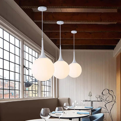 WADBTY White Glass Ball Pendant Lights