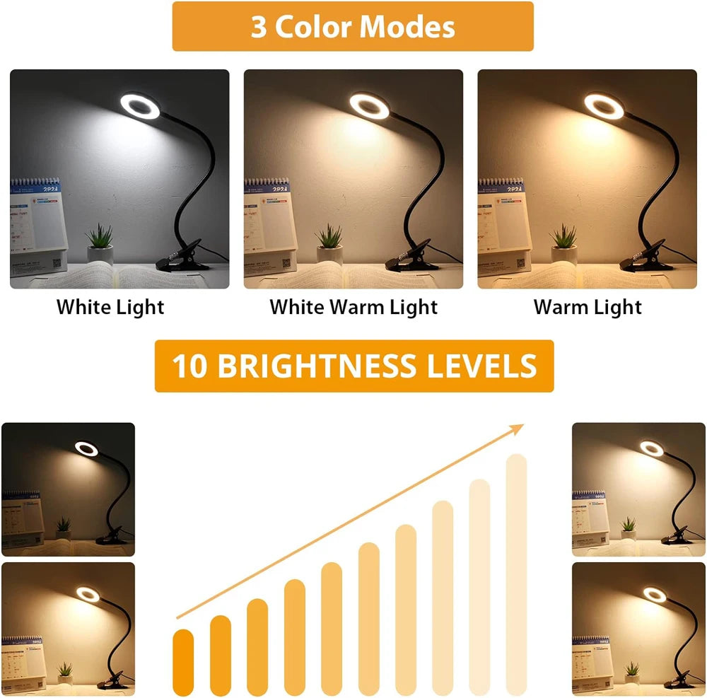 FlexiGlow 360° Clip-On LED Desk Lamp
