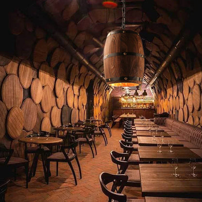 Wine Barrel Wood Pendant Light