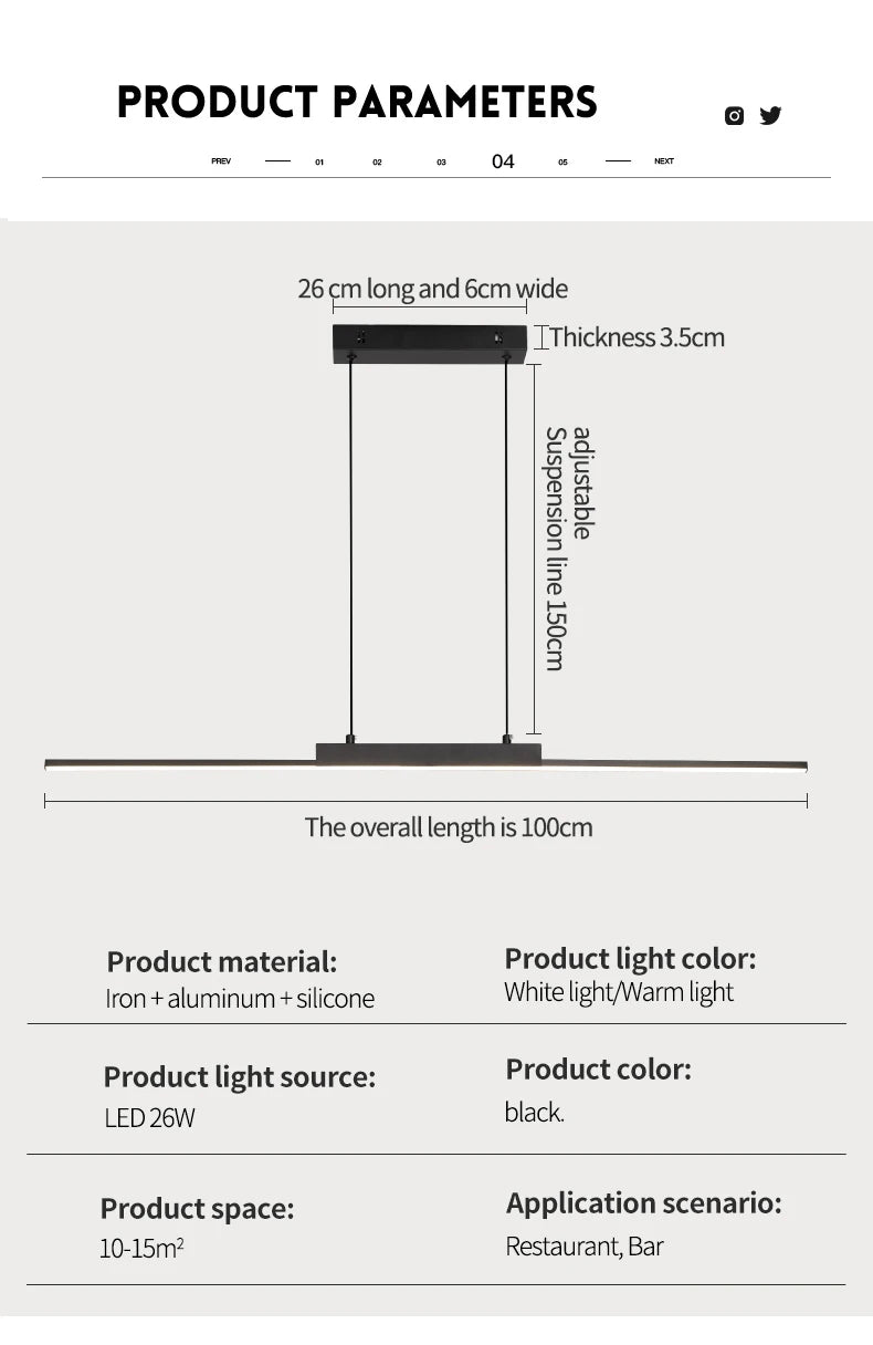 Slim Linear LED Pendant