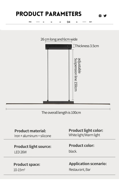 Slim Linear LED Pendant