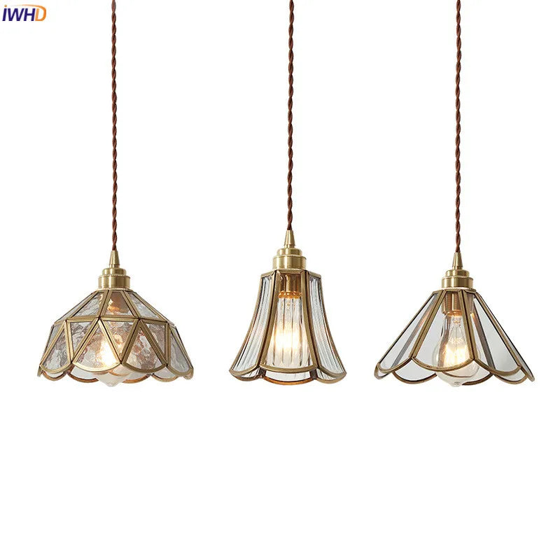 IWHD 2022 NEW Nordic Glass LED Pendant Lights Fixtures Copper