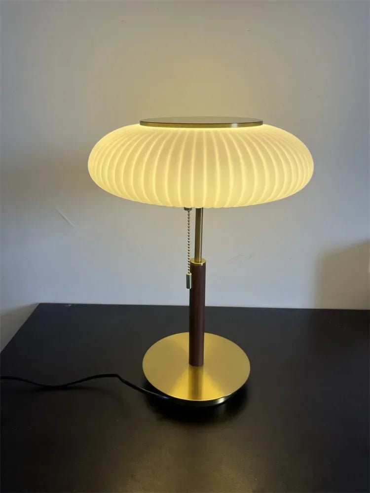 Nordic Glow: Retro White Glass LED Desk Lamp