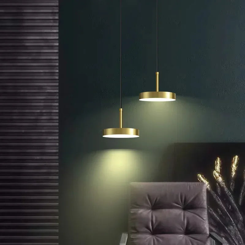 Nordic Brass LED Pendant Lamp - Minimalist Design