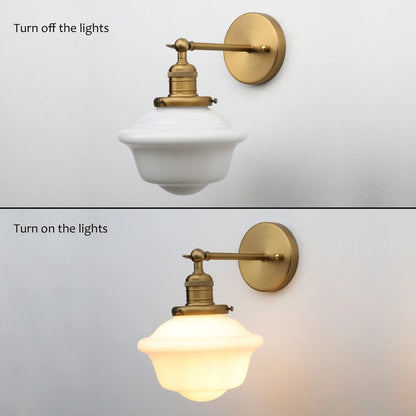 Rustic Vintage Wall Sconce with Milk Glass Shade
