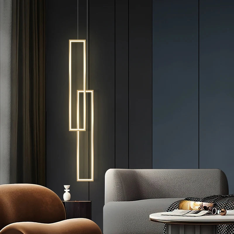 Modern Rectangle LED Pendant Light Living Room