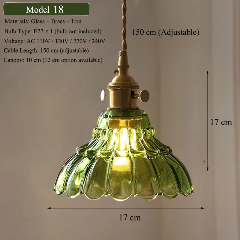Green Glass Brass Pendant