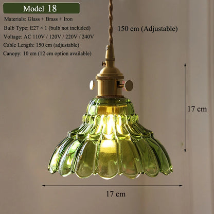 Green Glass Brass Pendant