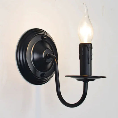 Retro Black Industrial Candle Wall Sconce Set