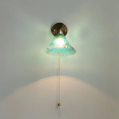 Nordic Blue Glass Pull Chain Wall Sconce Lamp