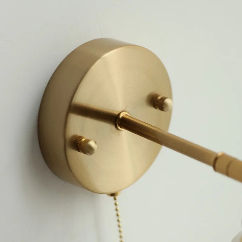 Nordic Blue Glass Pull Chain Wall Sconce Lamp