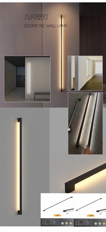 Black Strip Wall Lamp - Modern Bar Shape Lighting