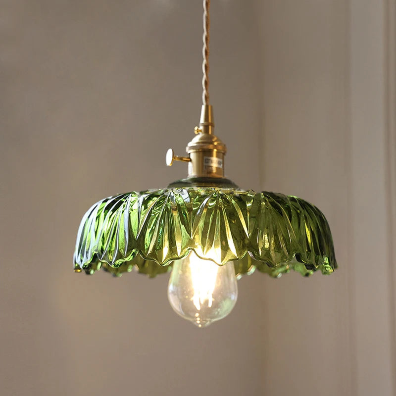 Green Glass Brass Pendant