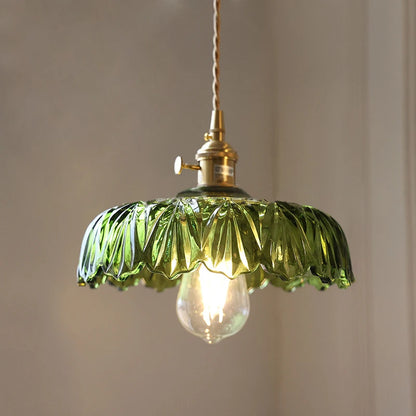 Green Glass Brass Pendant