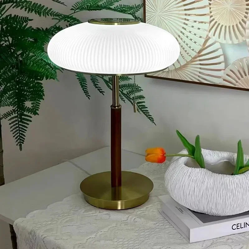 Nordic Glow: Retro White Glass LED Desk Lamp