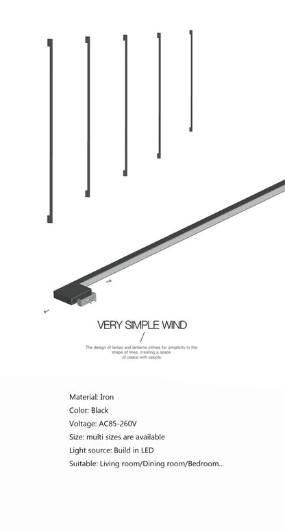 Black Strip Wall Lamp - Modern Bar Shape Lighting