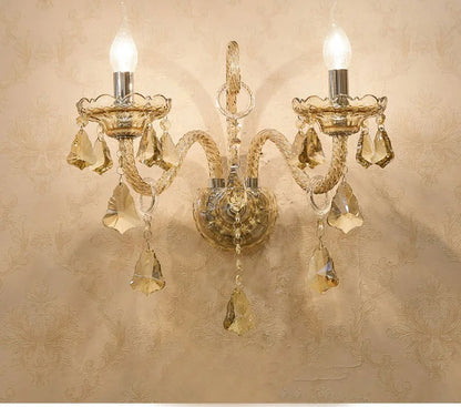 Cognac Elegance Crystal Candle Wall Sconce