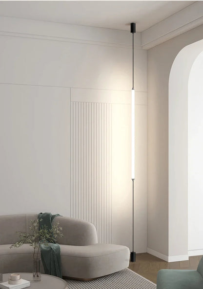 Hanging Floor Lamp Italy Design Black Long Linear Pendant Light