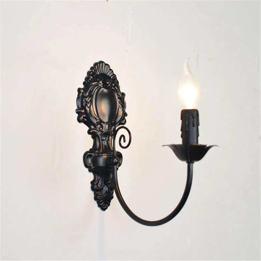 Retro Black Industrial Candle Wall Sconce Set