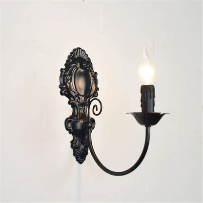Retro Black Industrial Candle Wall Sconce Set