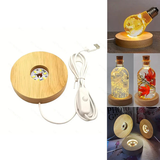 Wooden LED Display Stand Lamp