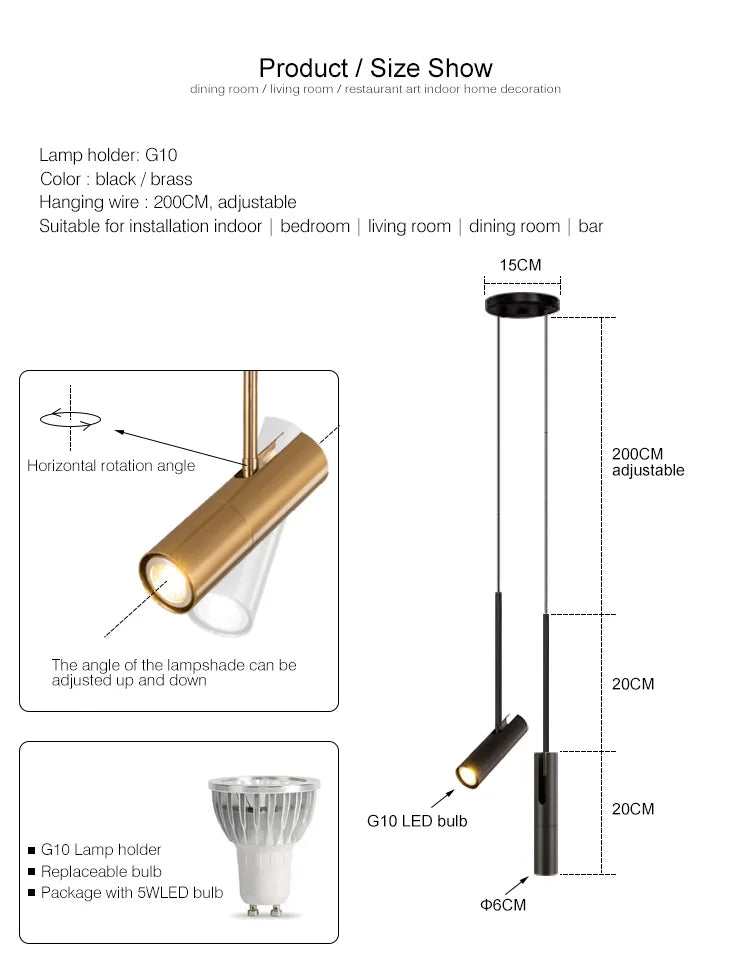 Adjustable Bedside Spot Pendant