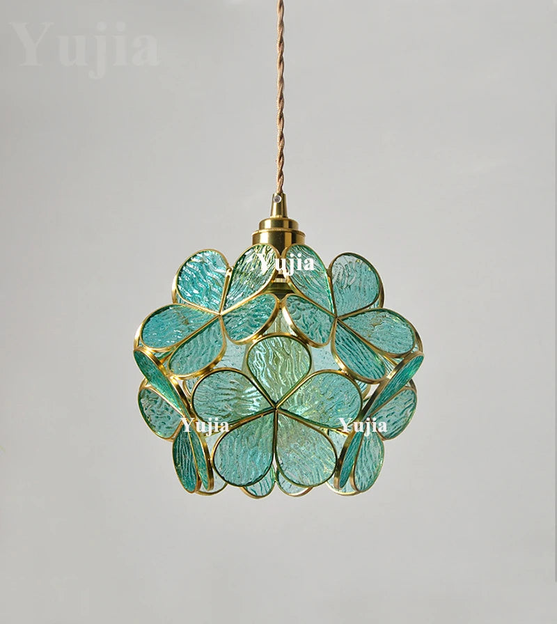 Green Glass Brass Pendant