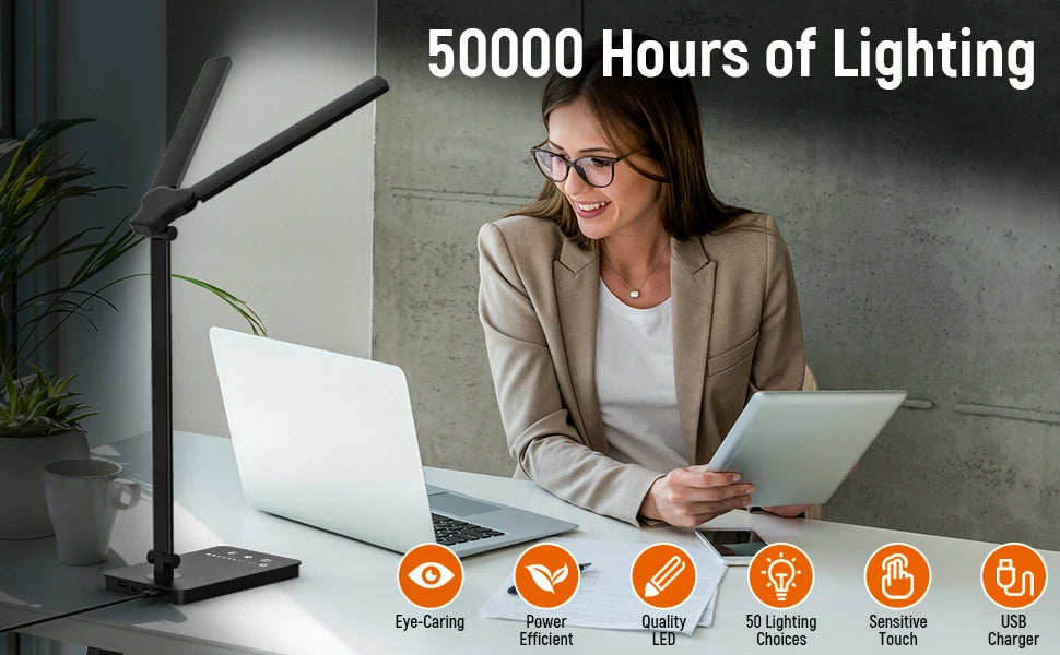 Dual Glow LED Desk Lamp - 5 Modes & Dimming