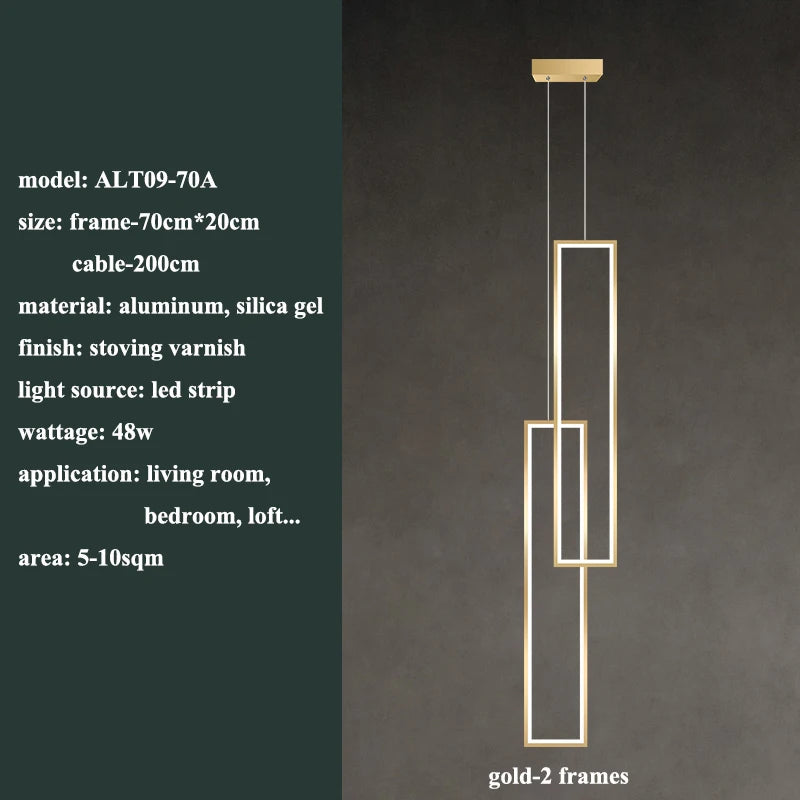 Modern Rectangle LED Pendant Light Living Room