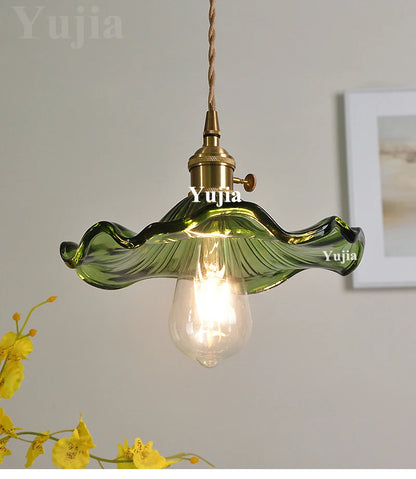 Green Glass Brass Pendant