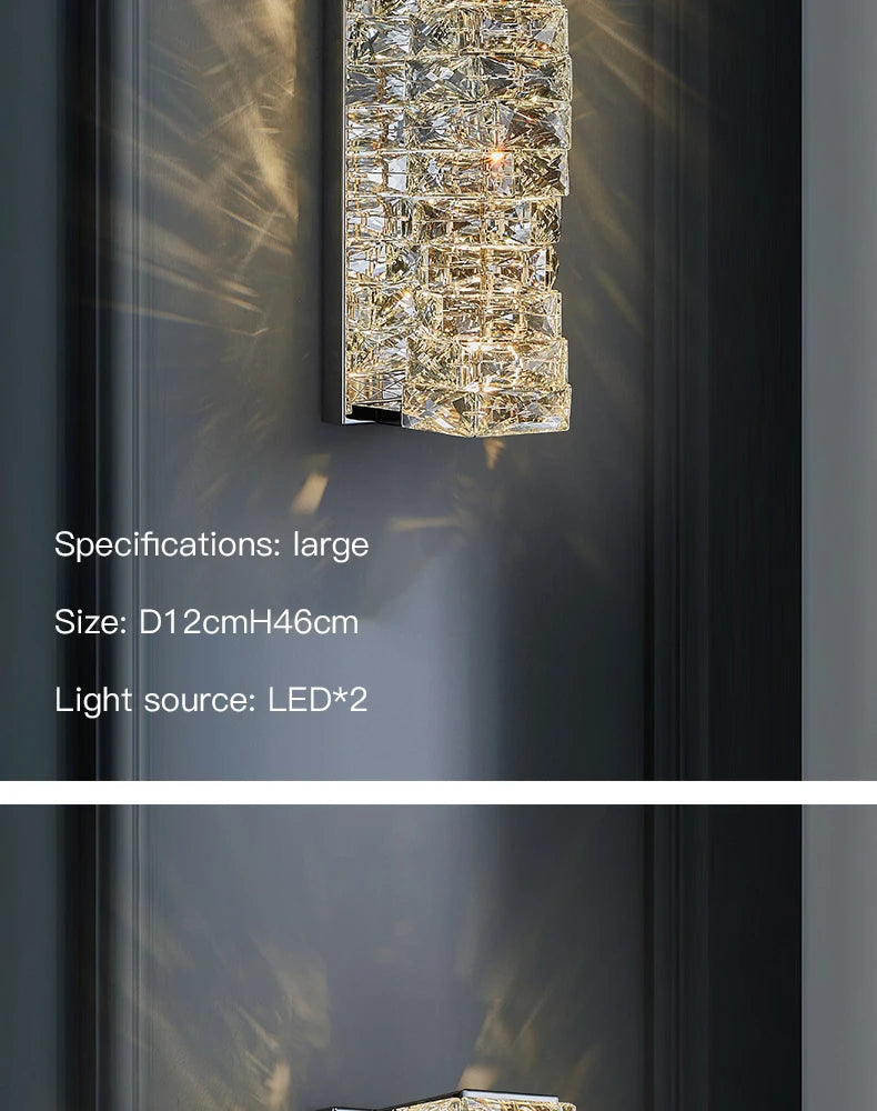 Elegant Crystal LED Wall Sconce for Luxe Interiors