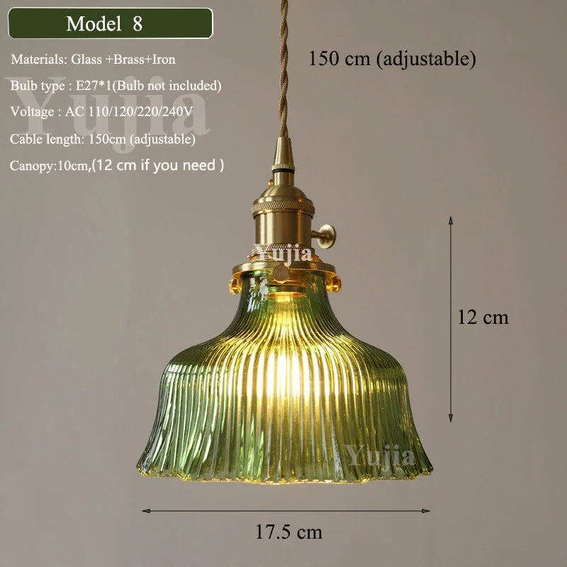 Green Glass Brass Pendant
