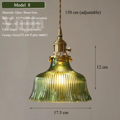 Green Glass Brass Pendant